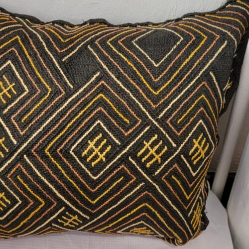 Brown African Maze Print Throw Pillow