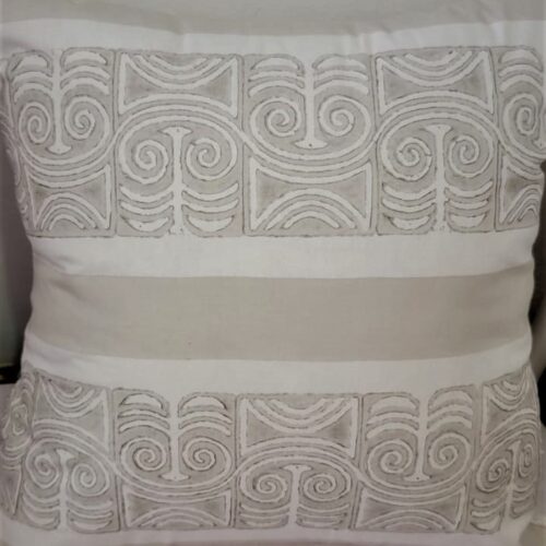 White and Grey African Print Throw Pillow